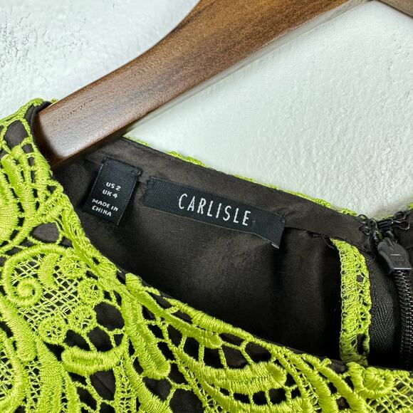 Carlisle | Green Floral & Paisley Lace Silk Lined Sleeveless Top Skirt Set - Picture 6 of 15